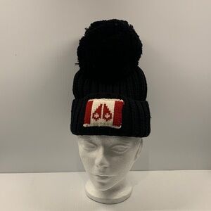 Moose Knuckles Black Knit Pom-Pom Beanie